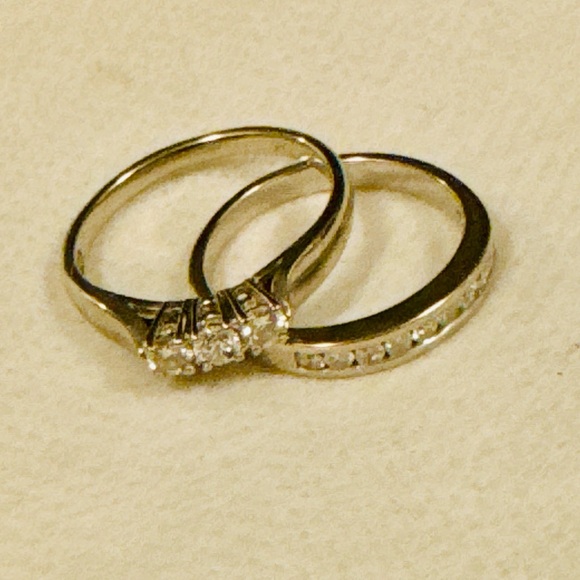 10K & 14K White Gold Wedding Ring Set – Diamond Bridal Set – Pair main image 0